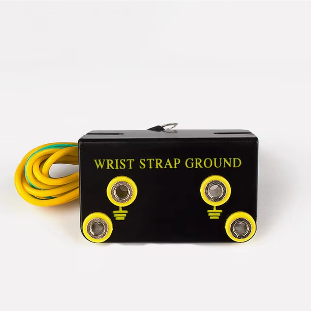 Professionelle antistatische ESD-Erdungssteckdose, L-förmige Steckdose, Bananenstecker, ESD-Handgelenkschlaufe, Erdungskabel, elektrostatisches Erdungskabel: YELLOW