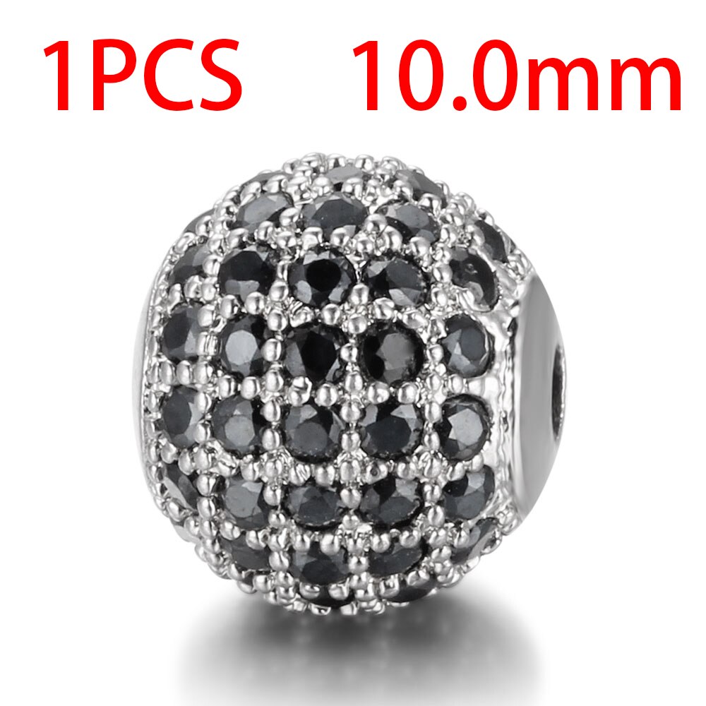 Available Separately / 8mm / 10mm Luxury Mini Pav AAA + Zircon European Gasket Beads, Round Charms For Bracelets And Jewelry: 10mm21