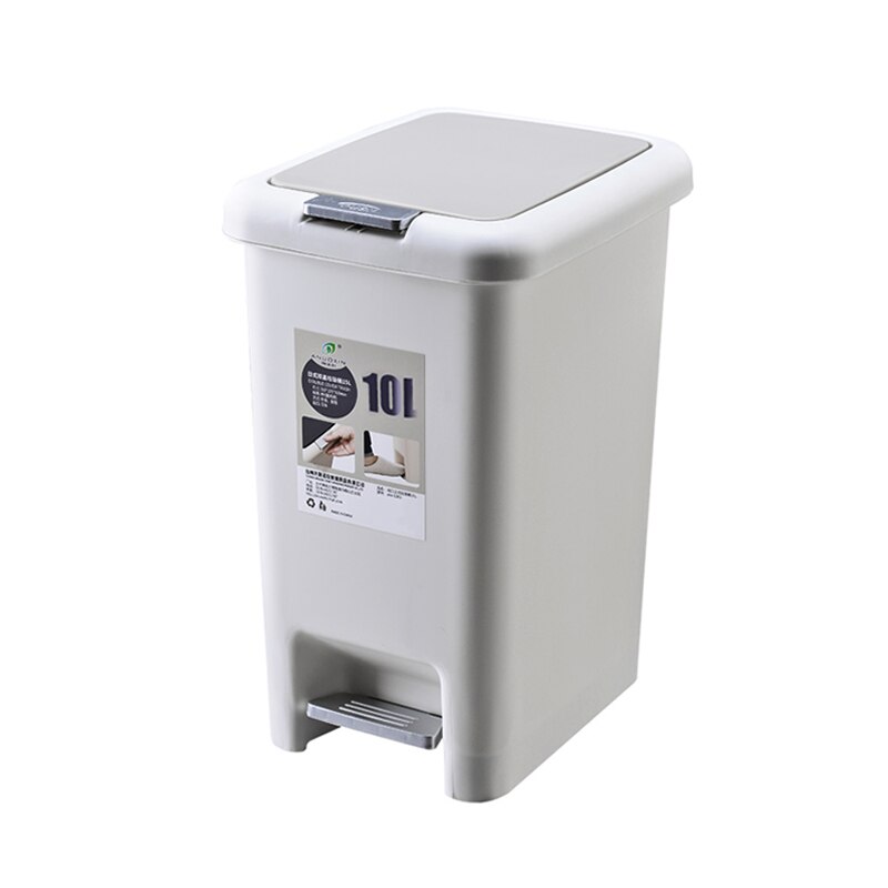 Fotpedal husholdnings søppelbøtte 10l/15l butikk størrelser kvadrat søppel plast trykk type oppbevaring bøtte søppel kjøkken arrangør: Hvit 10l