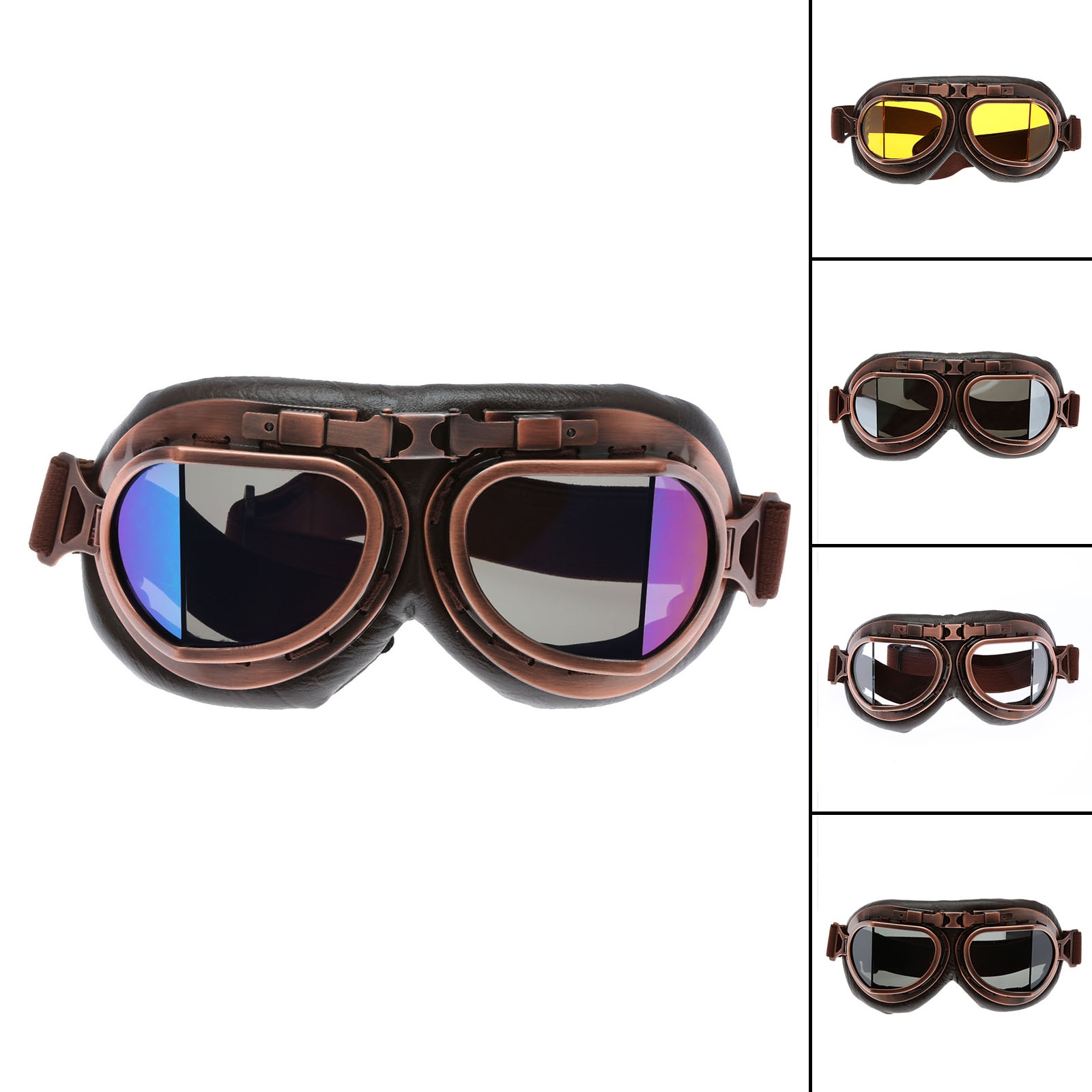 Gafas Retro para motocicleta Vintage Motocross gafas clásicas Retro Steampunk ATV bicicleta cobre casco protección UV