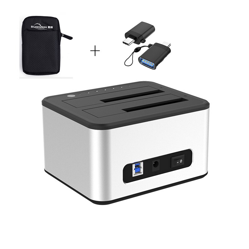 2 Bay Da 2.5 Pollici Hdd Docking Sata Hard Disk Enclosure USB 3.0 In Alluminio Hdd Lettore di Stazione di Supporto 4TB per IOS/Finestre 7 HD08: EU plug bag CU01