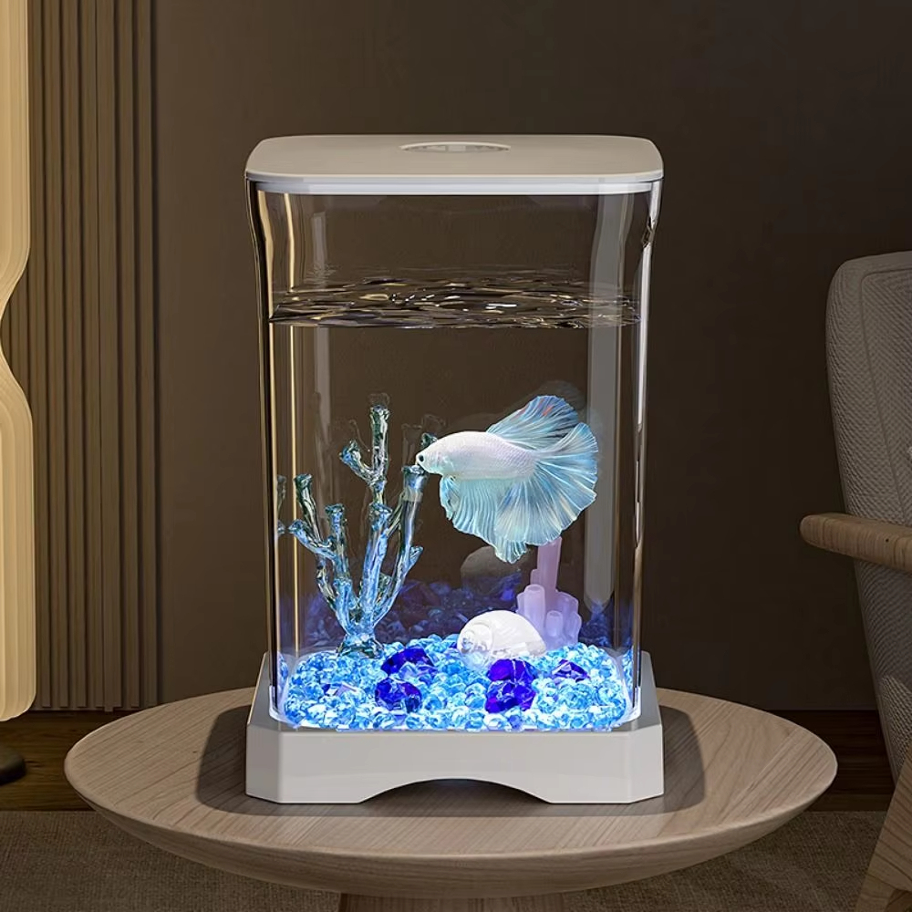 4K High-definition Desktop Aquarium Acryl Aquarium Afneembare Transparantie Kleine Tank Multifunctionele Amfibie Voerbox
