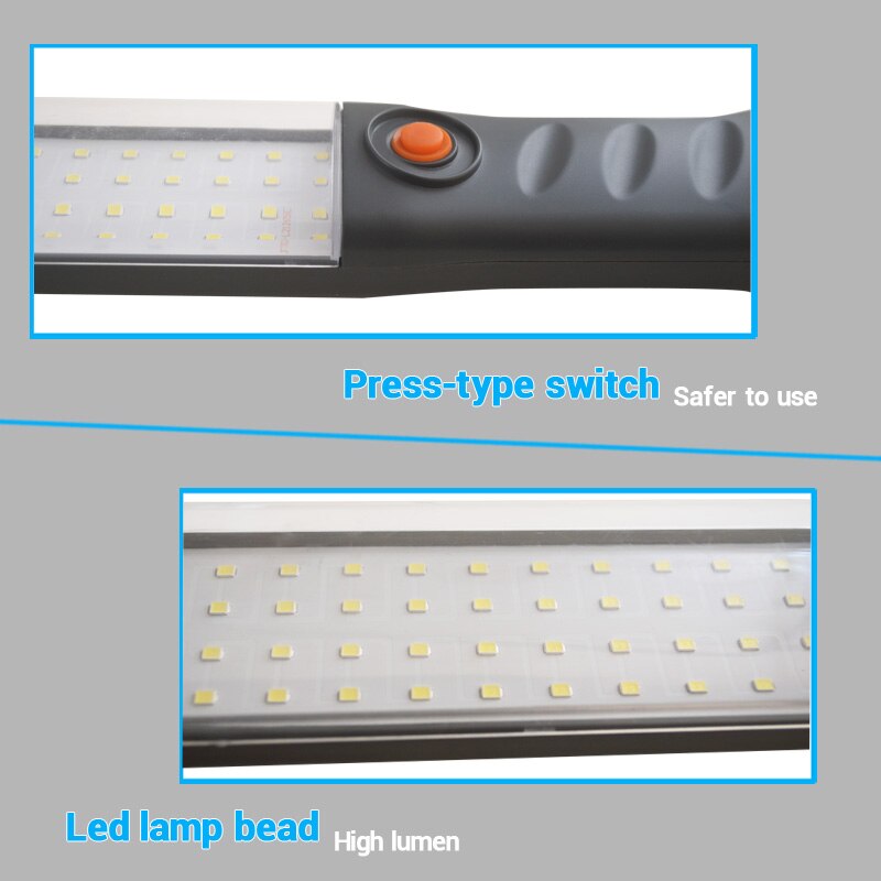 Led arbejdslygte lommelygte indbygget batteri søgelys campinglampe reparation håndholdt rygsæk belysning spotlight