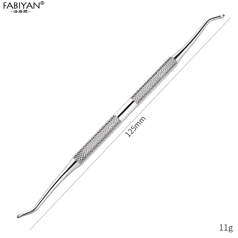 Ustensile de pédicure pour le soin des pieds, accessoire à double embout pour le nettoyage des ongles incarnés, avec crochet décapant et poussoir de cuticule, manche avec cannelure en acier inoxydable,: 01