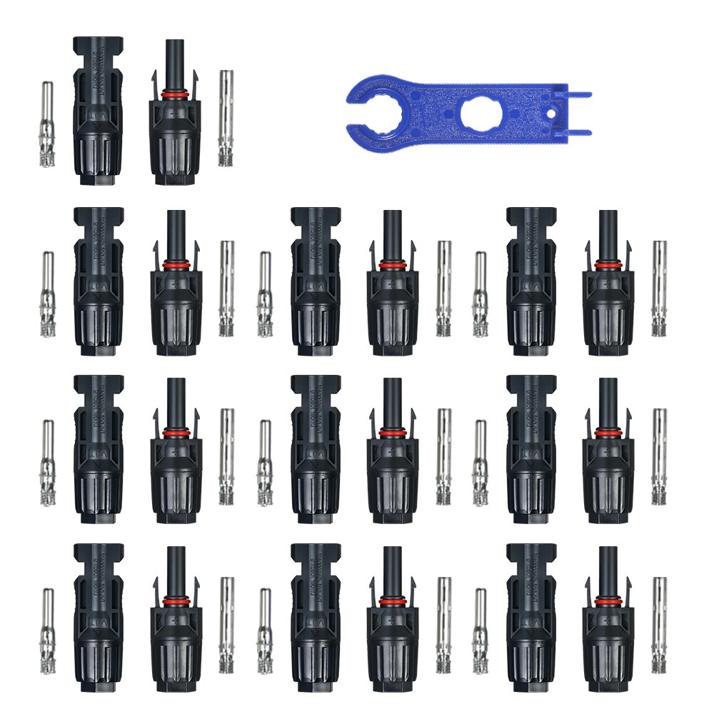 10 20 Pairs Male/Female Solar Panel Cable Connectors with Spanner Assembly Tool for PV System Cable Connectors With Wrench: 10 Pairs