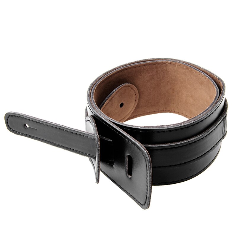 Verstelbare Soft Pu Leer Dikke Riem Voor Elektrisch Akoestische Gitaar Bass Black
