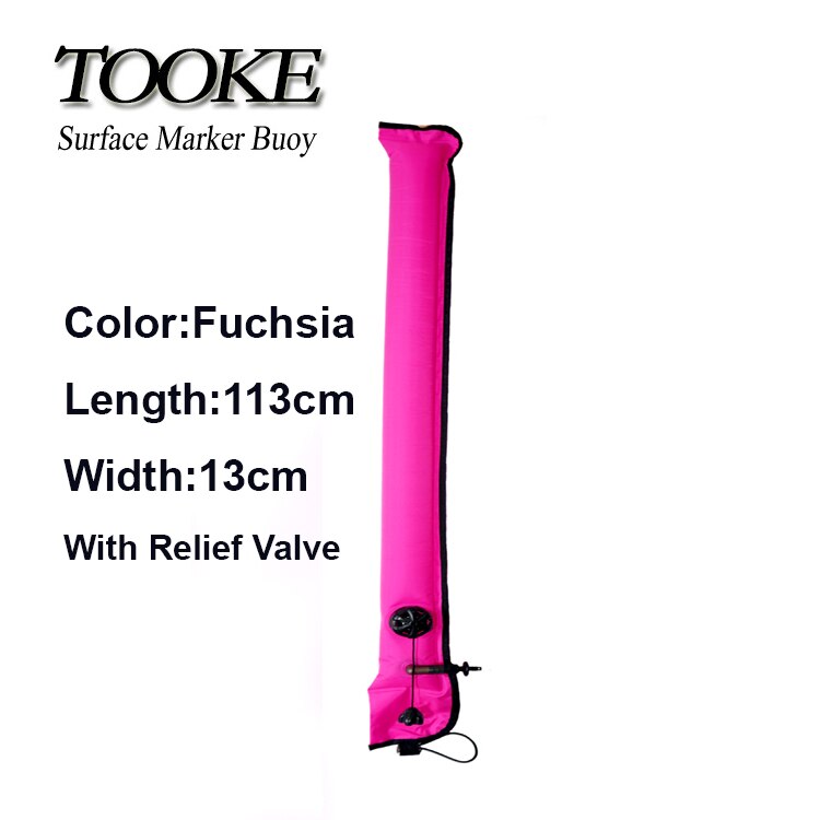 Válvula de flutuação para mergulho, 113x13 cm, flutuador de flutuação, válvula de enchimento, tubo de segurança para salsicha: 1.13M-Fuchsia