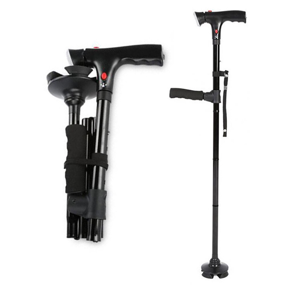 LED Light Walking Stick Cane for Elderly People Folding Crutches with ...