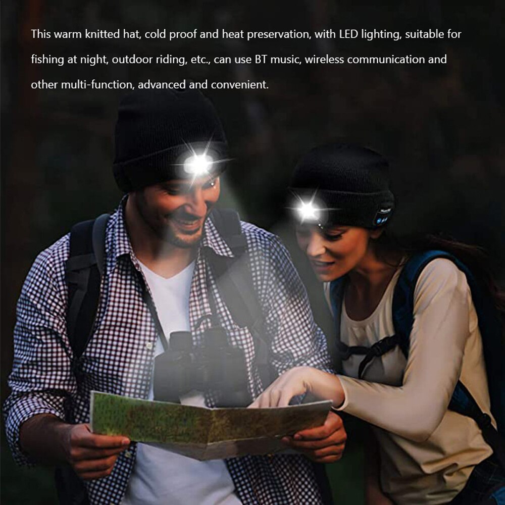 Moda ciepła czapka Bluetooth doprowadziło czapka bezprzewodowy zestaw słuchawkowy sprytny kapelusz zestaw słuchawkowy z głośnikiem muzyka zewnętrzna doprowadziło nocna czapka z dzianiny
