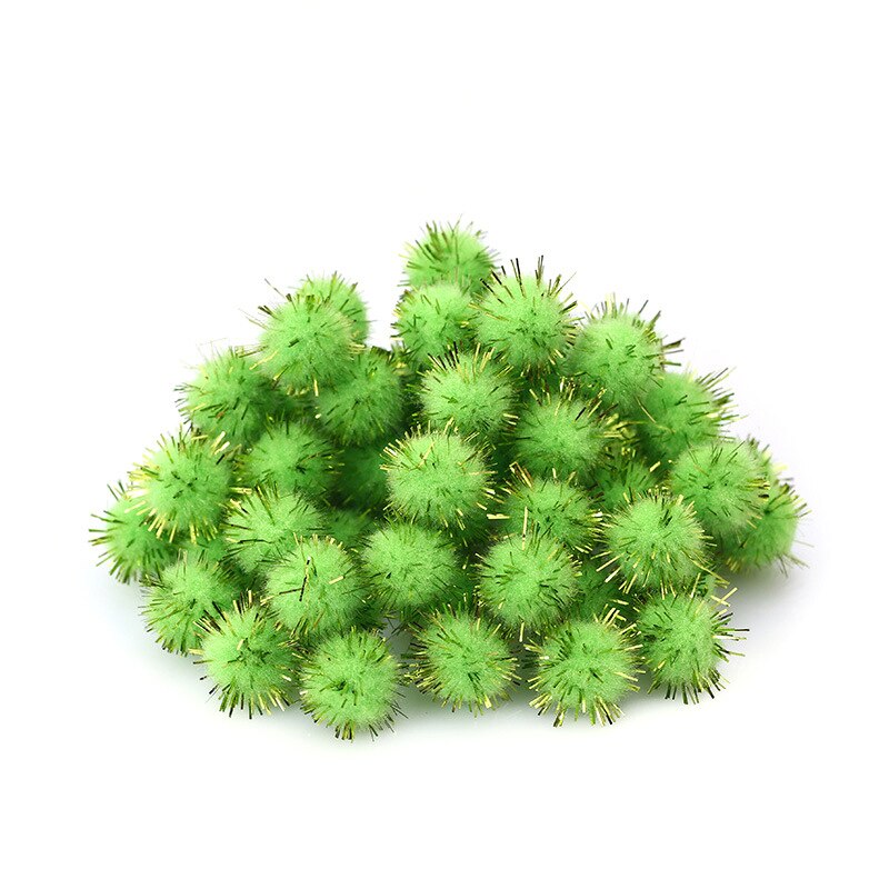 100 Stuks Gekleurde Glitter Ballen Pompom Harige Ballen Kids Diy Craft Supplies Handgemaakte Creatieve Decoratie Materialen Pom Poms KQ001