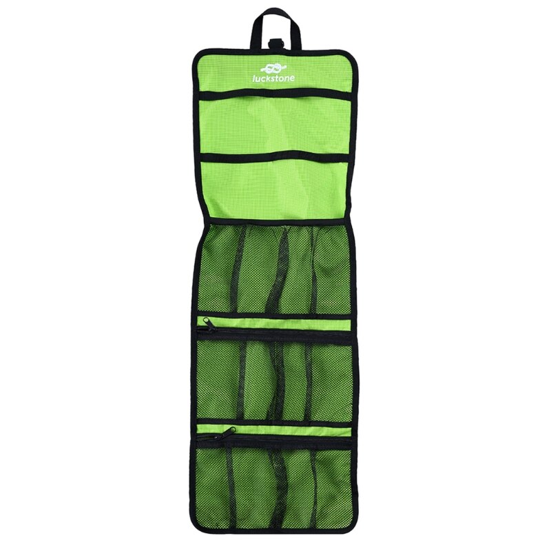 G92F Foldable Rock Climbing Storage Bag Durable Carabiner Hook Partitions Organizer Holder Hiking Gear Equipment: Green