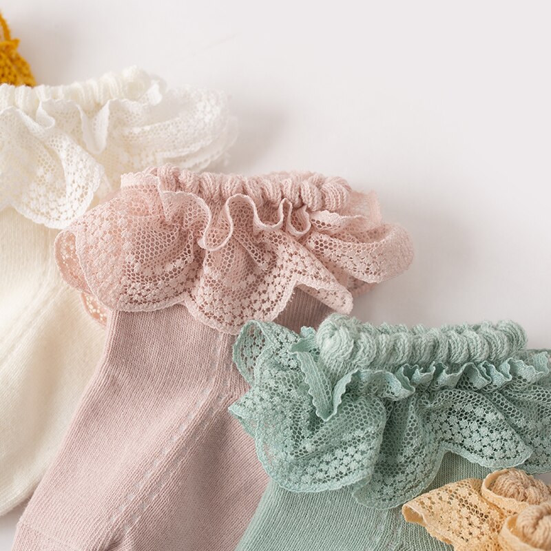Spring Girls Lace Socks Autumn Children Sock Foreign-looking Little Girls Dance Socks Comfortable Lace Princess Baby Cotto Socks