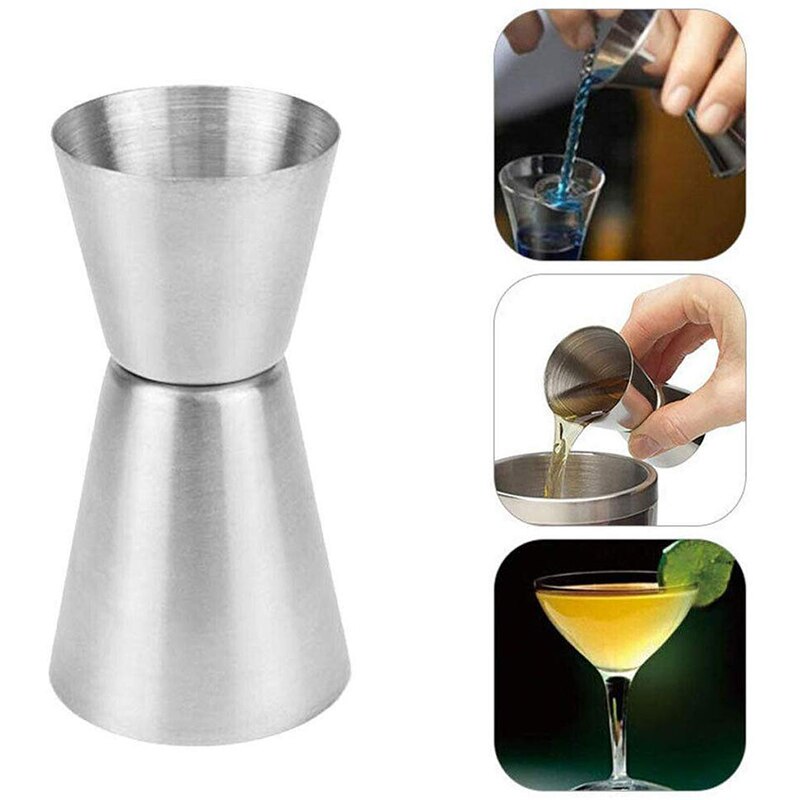 Deouny 2 Stks/set Dubbele Hoofd Cocktail Jigger 15/30 Ml Rvs Bar Jiggers Voor Cocktail Liquor Alcohol Drinken meten