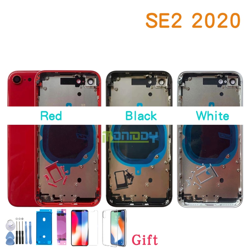 For iphone SE SE2 Housing Cover Battery Door Rear Chassis Frame with Back Cover Glass + Tools Battery sticker