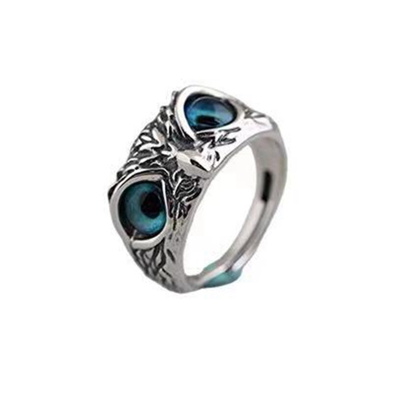 Charm vintage söta män och kvinnor enkel uggla ring silver färg förlovning vigselringar smycken
