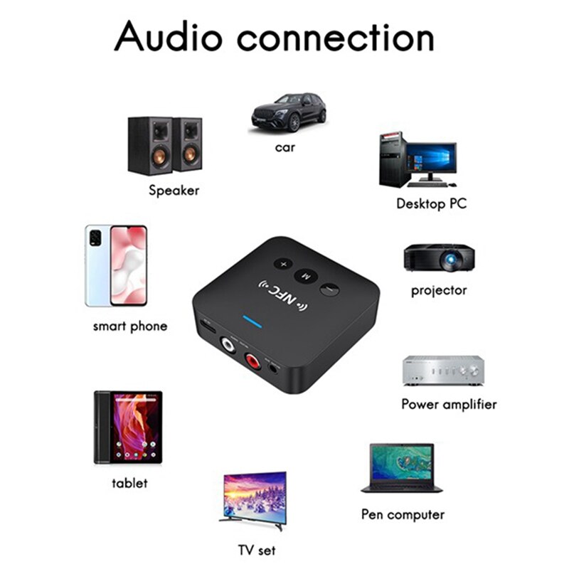 Bluetooth Receiver Transmitter Two In One AUX/RCA Support TF Card Playback For TV Speaker Headset Car Audio