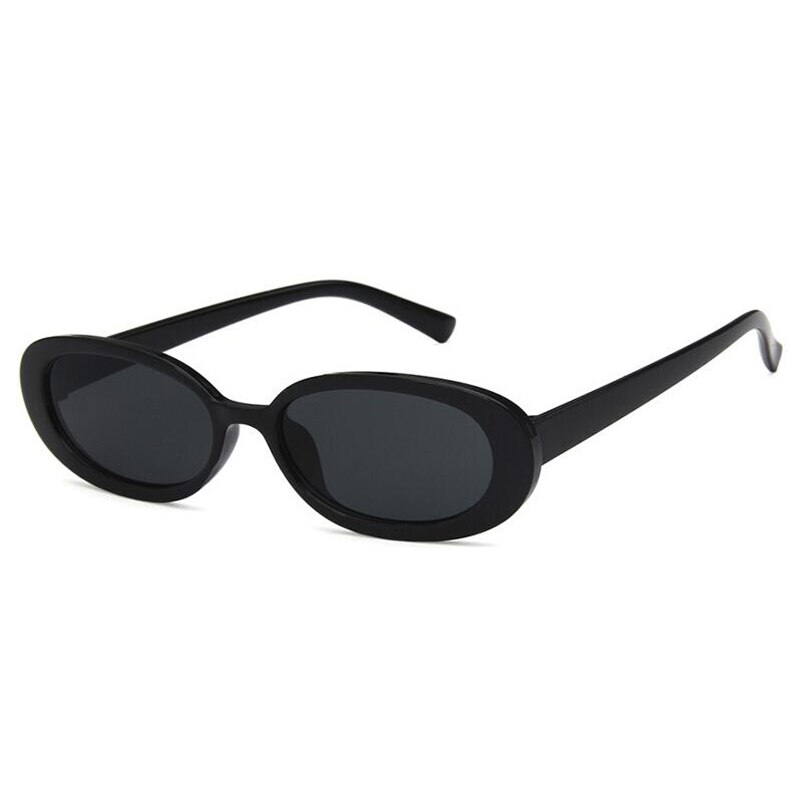 Retro ovale solbriller damemærke vintage hip hop lille stel solbriller gennemsigtige sorte røde  uv400 oculos: Sort ramme grå
