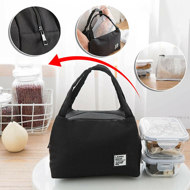 Portable Lunch Bag Built-in Aluminum Foil Thermal Insulated Lunch Box Tote Cooler Bag Bento Pouch Lunch School Food Storage Bags