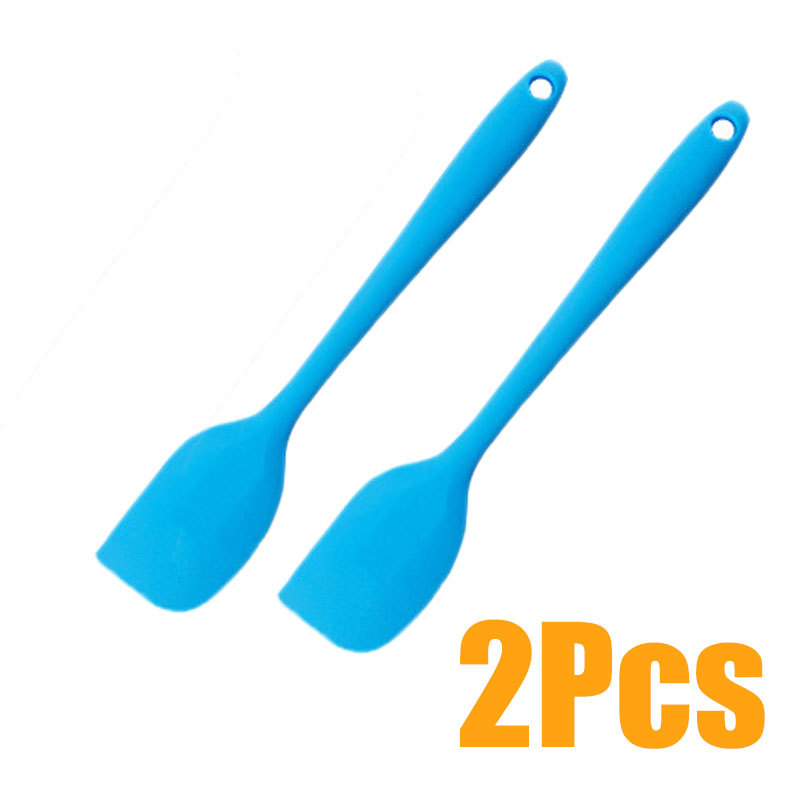 Silicone Kitchen Utensils Spatula Meat Egg Kitchen Scraper Pizza Cooking Tools Non-stick Shovel: Blue 2pcs