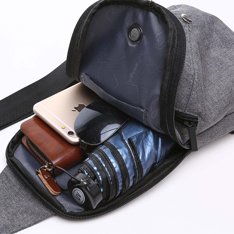 Manliga bröstväskor stöldskydd rese-crossbody-väskor för män messenger axelväska kausal vattentät oxford