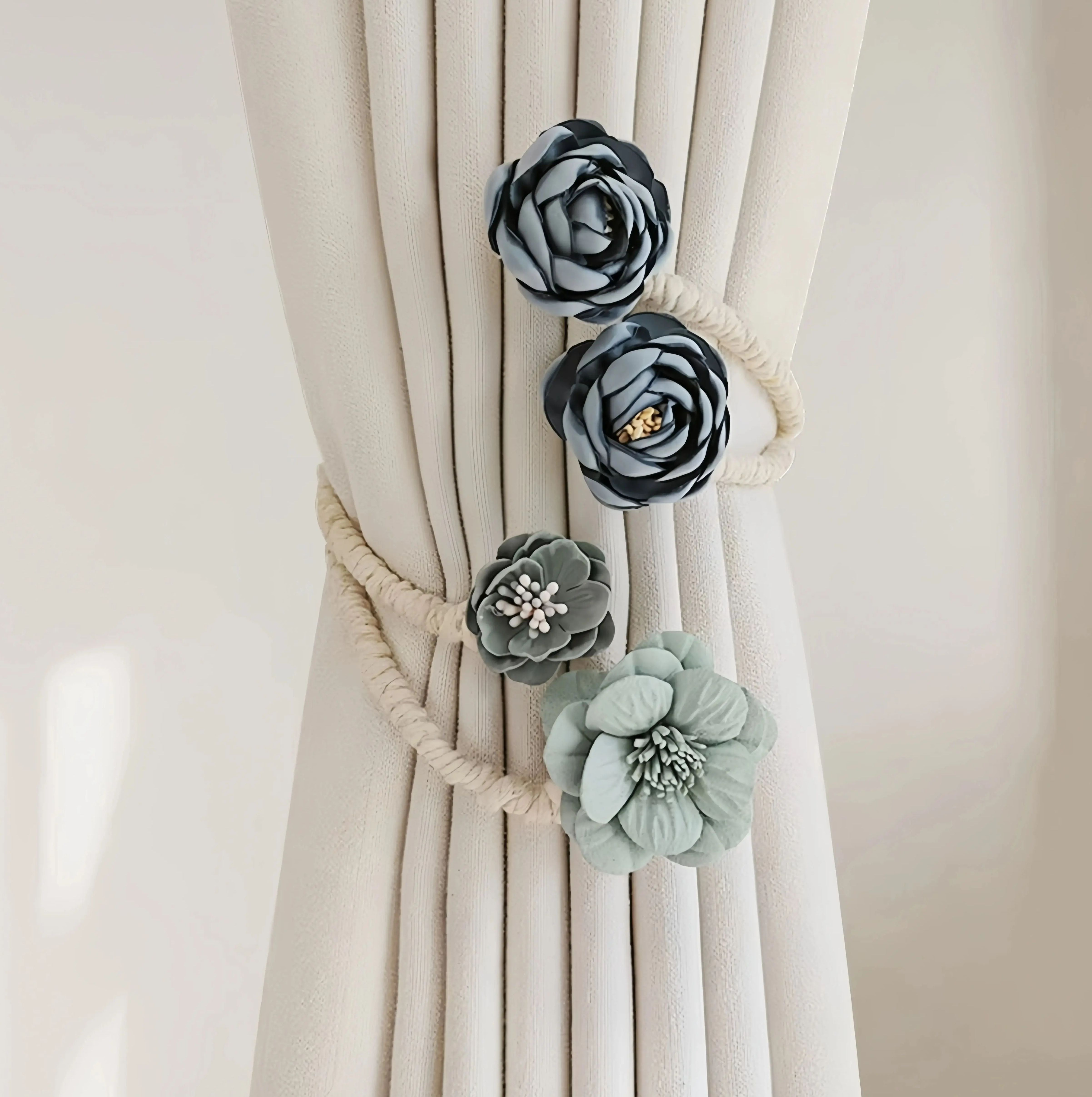 Embrasse de rideau de fleurs et de branches faite à la main, support de gland, et moderne, adapté à la décoration de la maison, salon et chambre à coucher