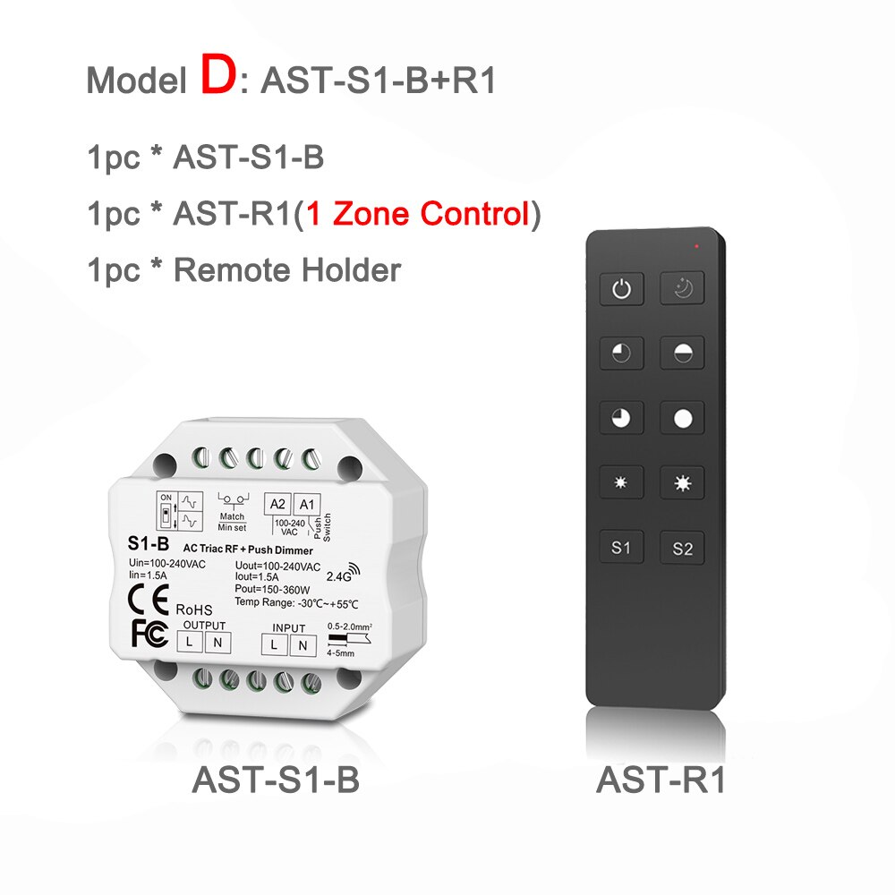 LED Dimmer Triac 220V 110V 230V AC Dimmable Push Switch RF 2.4G Wireless Remote Smart Wifi Dimmer Switch for LED Bulb Light Lamp: Model D