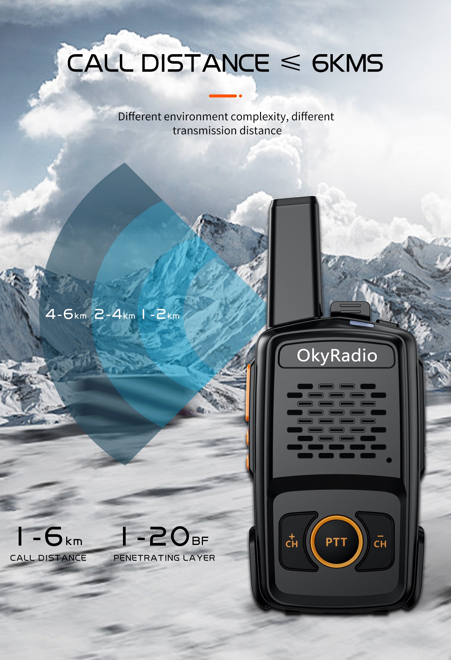 5w Work Walkie-talkie 6km Call Real-time 4800mAh Walkie-talkie Portable Waterproof Walkie-talkie Strong Anti