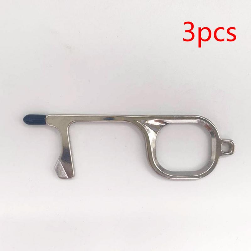 Llavero con herramientas para abrir puertas, abridor de seguridad antitáctil, sin contacto: 02 3pcs