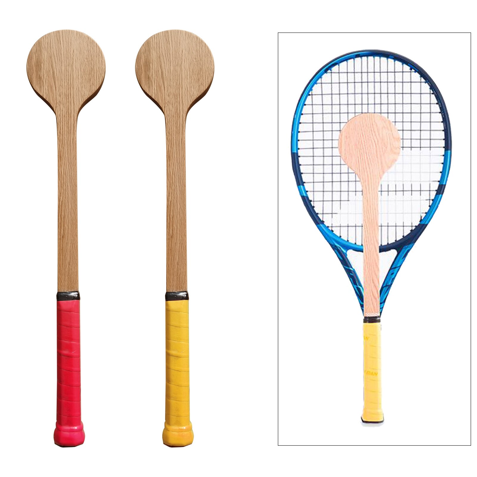 Raquete de madeira para treinamento, equipamento de prática de raquete para treinamento, com colher e balanço de ponto doce