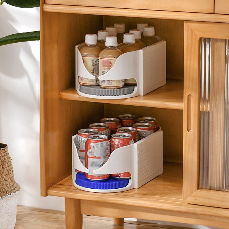 Dubbele Roller Roterende Opbergdoos Keuken Koelkast Drank Bier Rack Roto Caddy Swivel Organizer