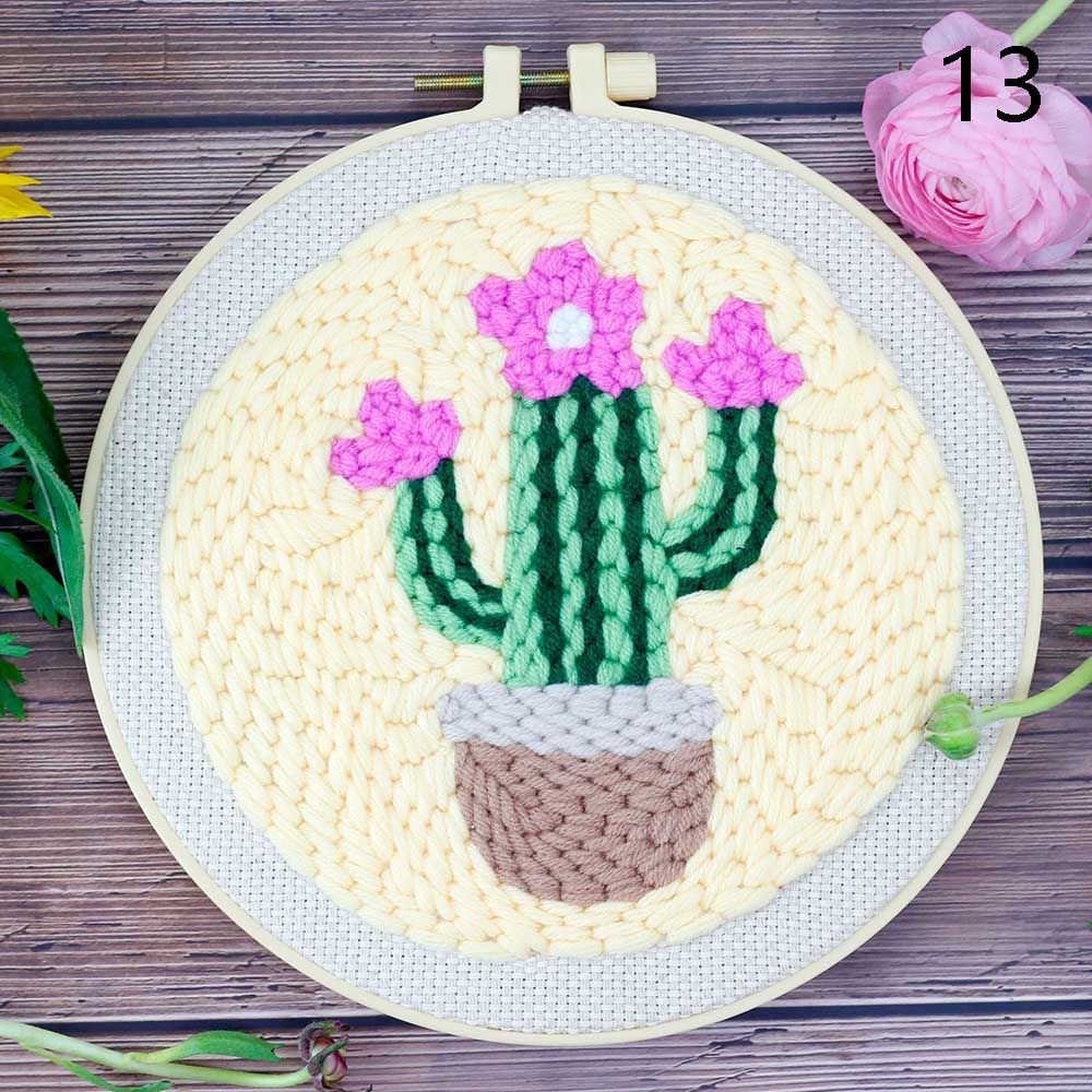 DIY Cartoon Animal Pattern Embroidery Set Needlework Tools Printed Beginner Embroidery Round Cross Stitch Kit Sewing Craft Kit: 13