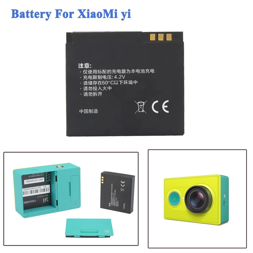 Xiaomi Yi Batterij 2Pcs 1010Mah Xiaoyi Batterij Voor Xiaomi Yi Action Camera Xiaomi Yi Accessoires