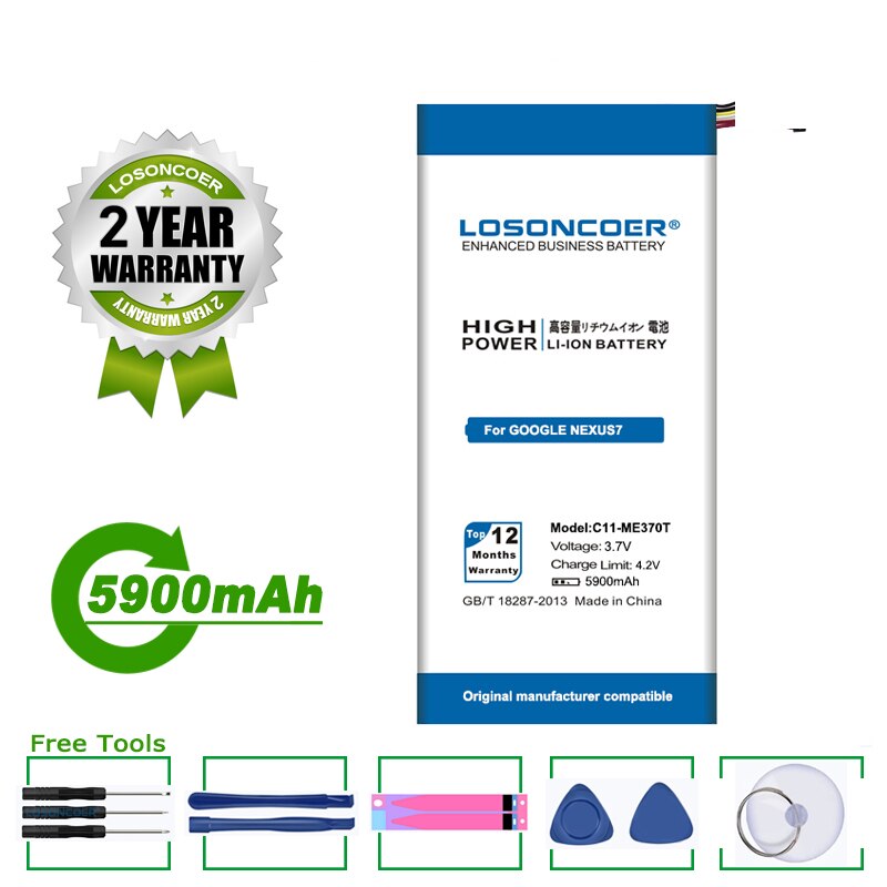 LOSONCOER Battery 5900mAh C11-ME370T For Asus Google Nexus 7 Nexus7 Nexus 7 1 Generation Wifi Version C11-ME370TG