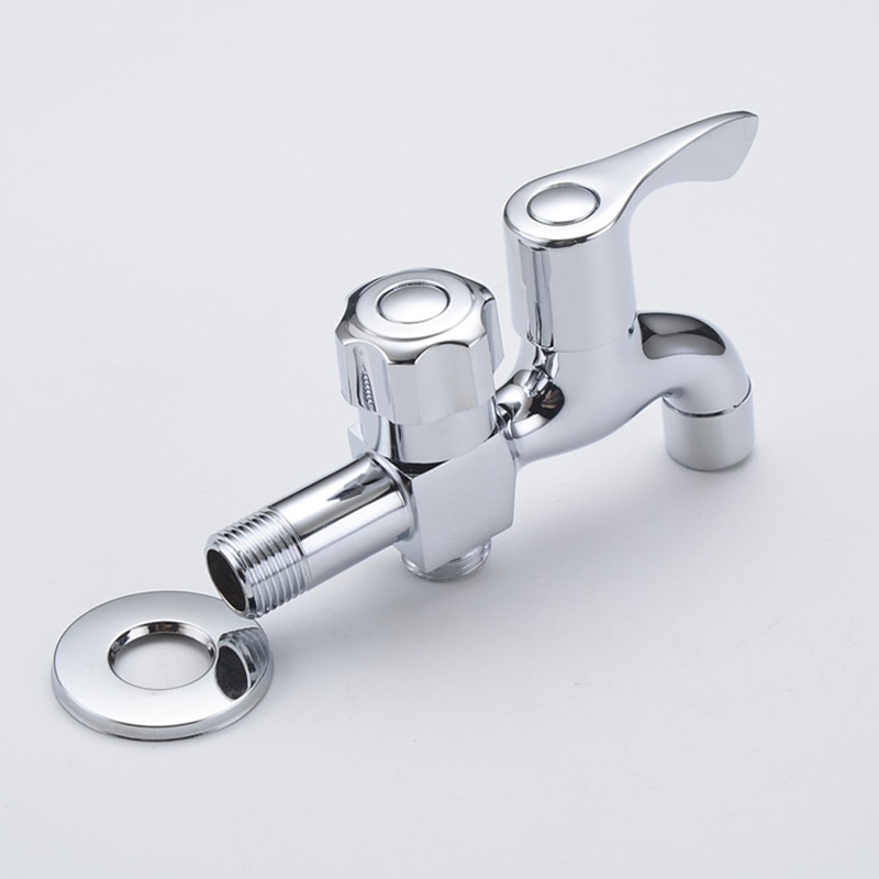 Mässing vattenkran väggmonterad 1 in 2 ur vattenkran badrum trädgård mopp pool vatten dubbel utlopp bibcock kranar