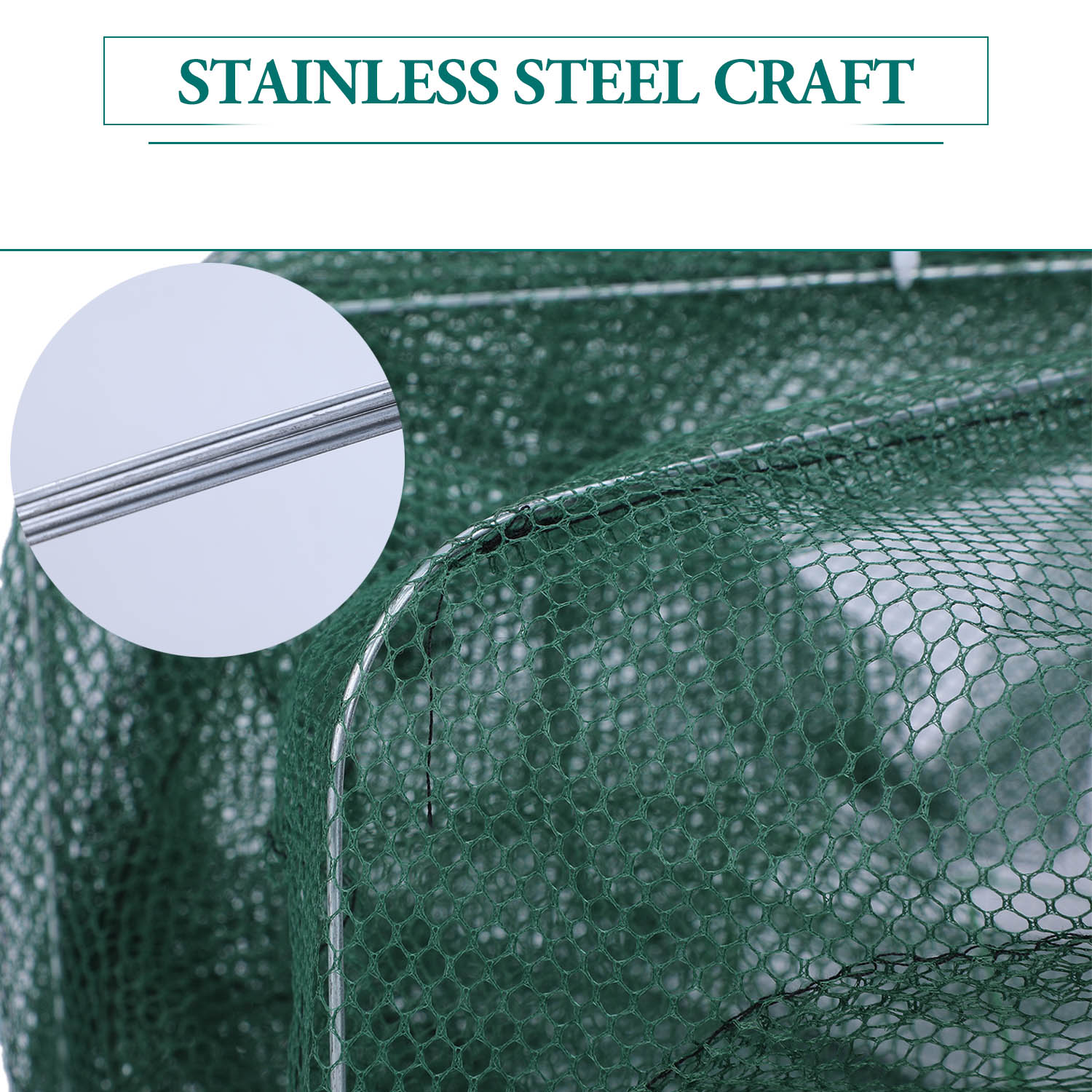 Sougayilang Folding Zipper Fishing Net Stainless Steel Bracket Foldable Catch Fish Trap for Fishes Shrimp Fishing Net