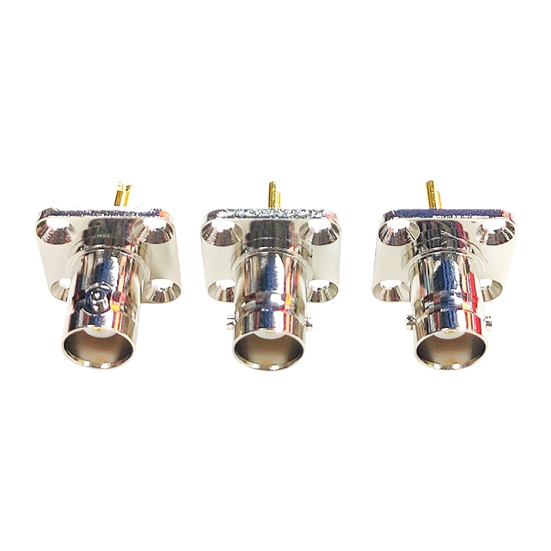 Conector de brida Q9 BNC hembra de 4 agujeros, conector hembra BNC con Panel de brida de 4 agujeros, montaje en chasis, soldadura Coaxial, latón niquelado