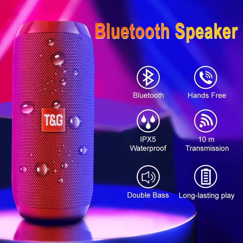 Wireless Bluetooth Speaker Portable Speaker Powerful High BoomBox Waterproof Outdoor Bass AUX HIFI TF FM Radio with LED Light