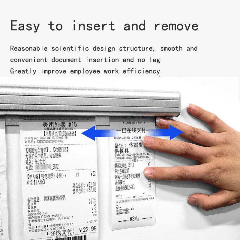 Kitchen Takeaway Order Organizer Ticket Holder Restaurant Kitchen Punch-Free Menu Holder Aluminum Alloy Single Arranging Device