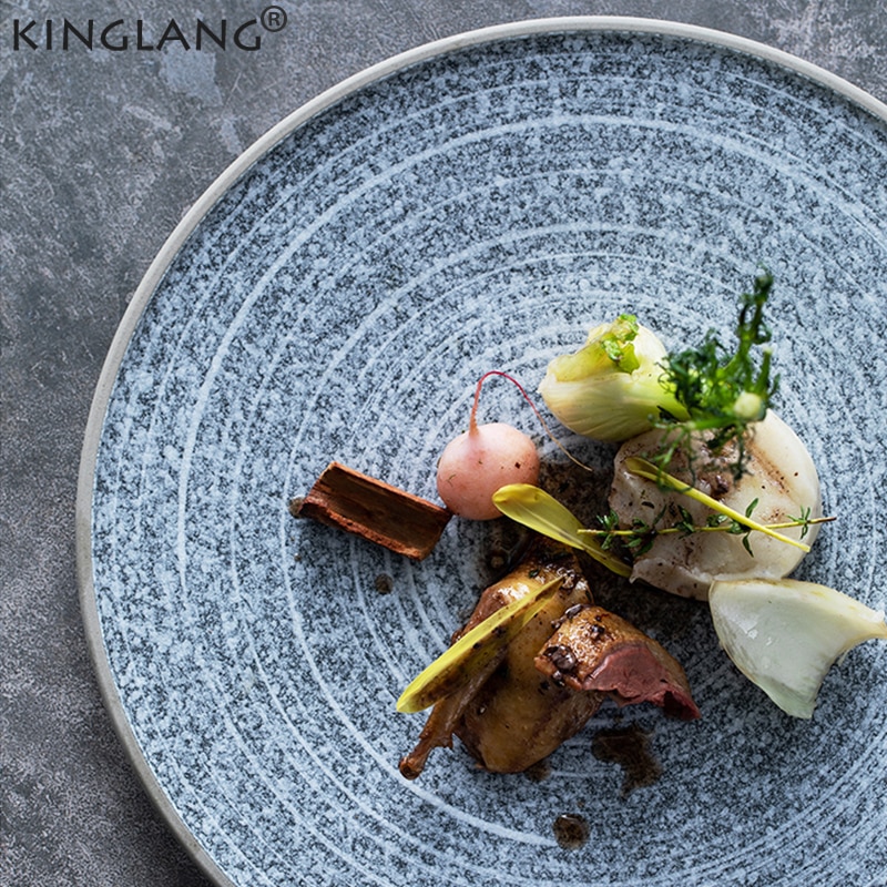 Kinglang Exclusieve Ontworpen Platen Lijkt Steen Keramische Diner Plaat Westerse Plaat Gerechten Restaurant