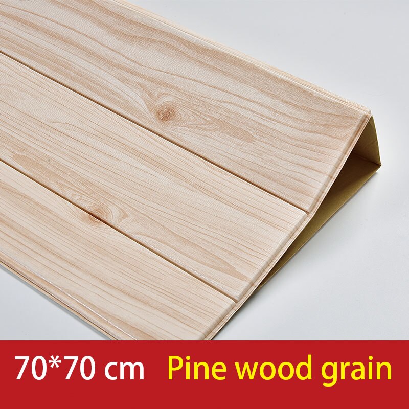 3D Wooden Wall Sticker Home Decor PE Foam Waterproof Wall Covering Self Adhesive Wallpaper For Living Room Bedroom 3D Wall Panel: Pine wood grain