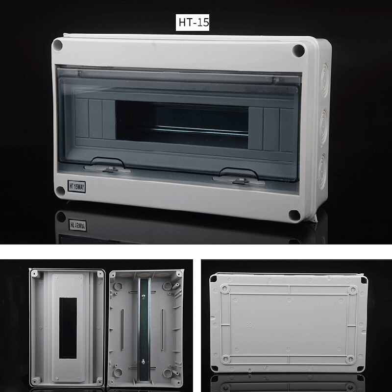 2/5/8/12/15/18/24Ways Electrical Distribution Box Outdoor Circuit Breaker MCB Power Plastic Junction Box Waterproof Project Case: HT-15