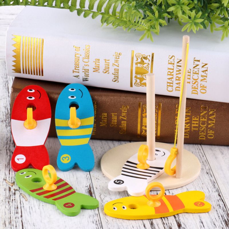 Children Wooden Toys Digital Fishing Column Game Kindergarten Supplies Parent-child Puzzle Kids Early Education Toy