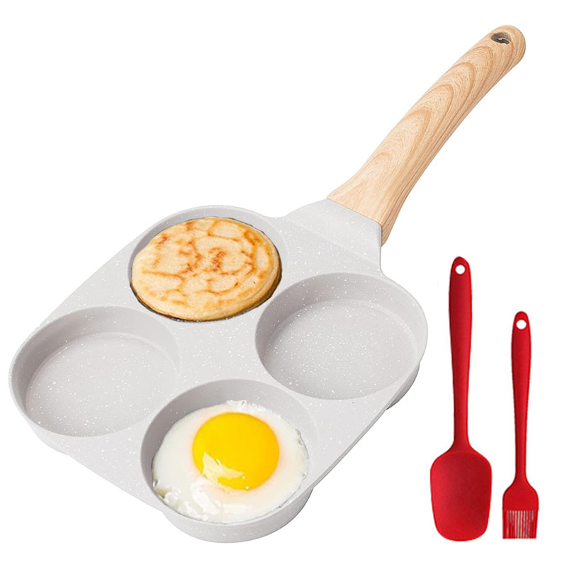 Eierpan Omeletpan 4-kops anti-aanbak granieten omeletkoekenpan Pannenkoekenpan Gezonde eierkoker Geschikt voor gasfornuis en inductie