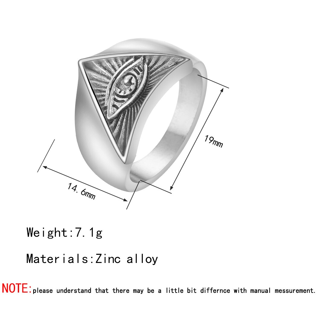 Vintage Eye of Providence antyczny srebrny pierścień dla kobiet mężczyzn Punk Hip Hop egipski Illuminati Symbol mężczyzna pierścień unikalna opaska Unisex