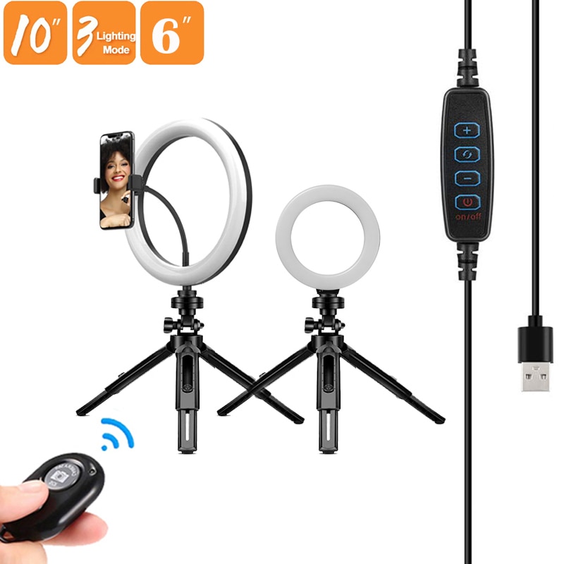 Led Selfie Ring Licht Cirkel Vullen Licht Dimbare Lamp Trepied Make Fotografie Ringlicht Telefoon Standhouder Statief