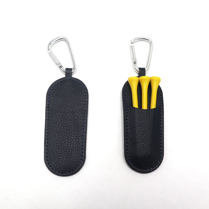 2PCS Small Golf Tees Holder Carrying Storage Case Leather Pouch with Clip