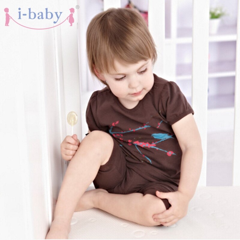 i-baby Baby Clothes Newborn Infant T-shirt Boy Girl 100% Cotton Tees Short Sleeve Kids Cartoon T-Shirts Clothing Brown