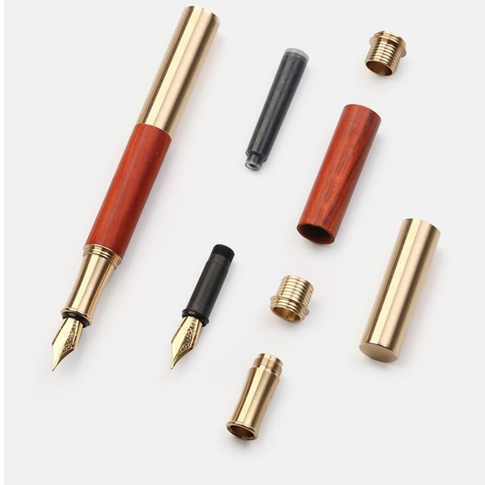 Handmade Wooden Fountain Pen Screw Cap 0.6mm Iraurita Nib Mini Brass Pen Writing Tool for Bussiness School Office