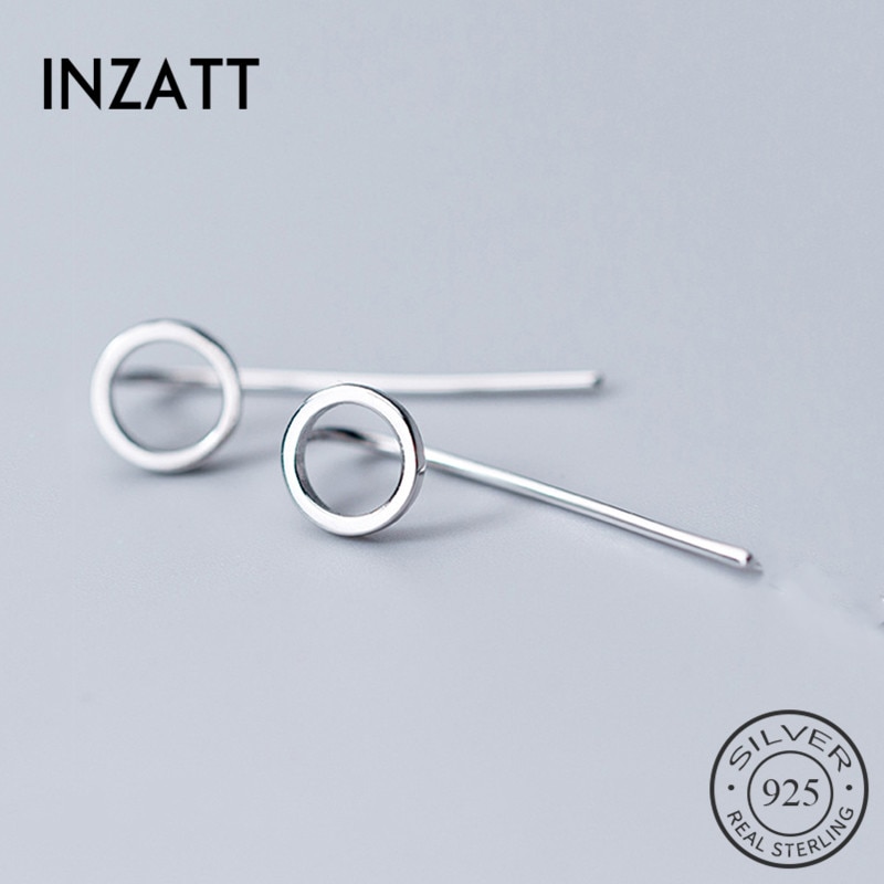 INZATT Real 925 Sterling Silver Minimalist Hollow Round Earrings For Women Party Fine Jewelry Accessories