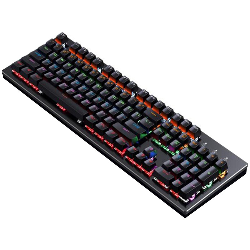 Mechanical Gaming Keyboard with Blue Switches LED Backlit 104 Keys Wired Computer Keyboard for PC Games: Black